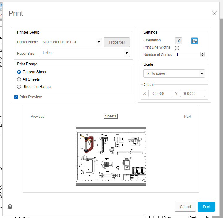Tisk výkresu do PDF v programu Fusion 360
